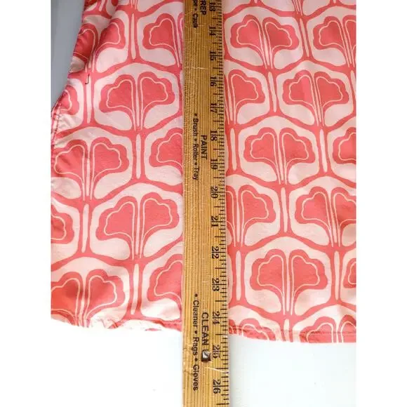 Crown Ivy Women Ruffle Pink Print Sleeveless shirt top L Coastal Casual Preppy - Picture 8 of 9